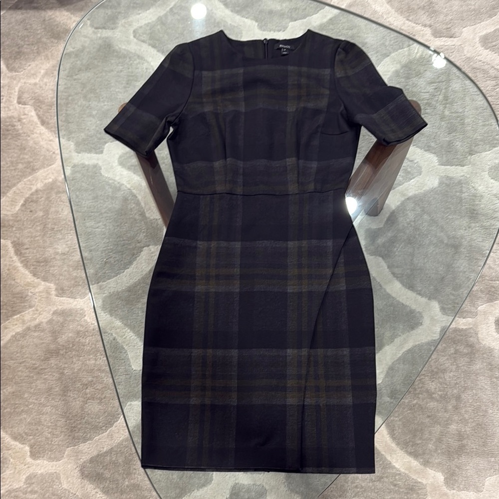 Zara Blue Black Sheath Dress Short Sleeve Crew Neck